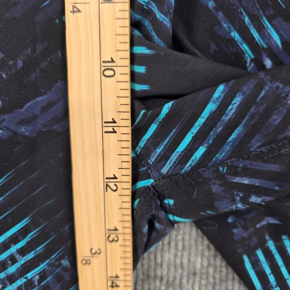 Speedo Tech Volley Mens Swim Shorts Blue Geometric Print UPF 50+ Medium NWT